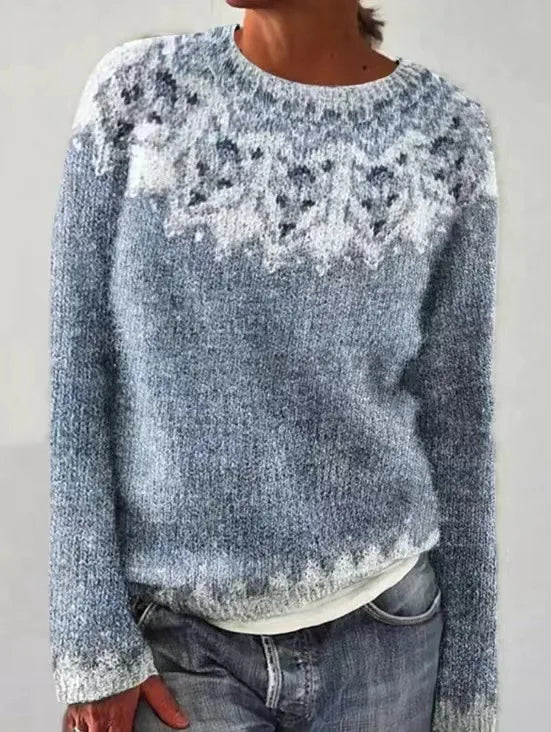 Heather | Women's Fair Isle Sweater Crew Neck Pullover