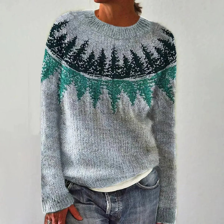 Heather | Women's Fair Isle Sweater Crew Neck Pullover