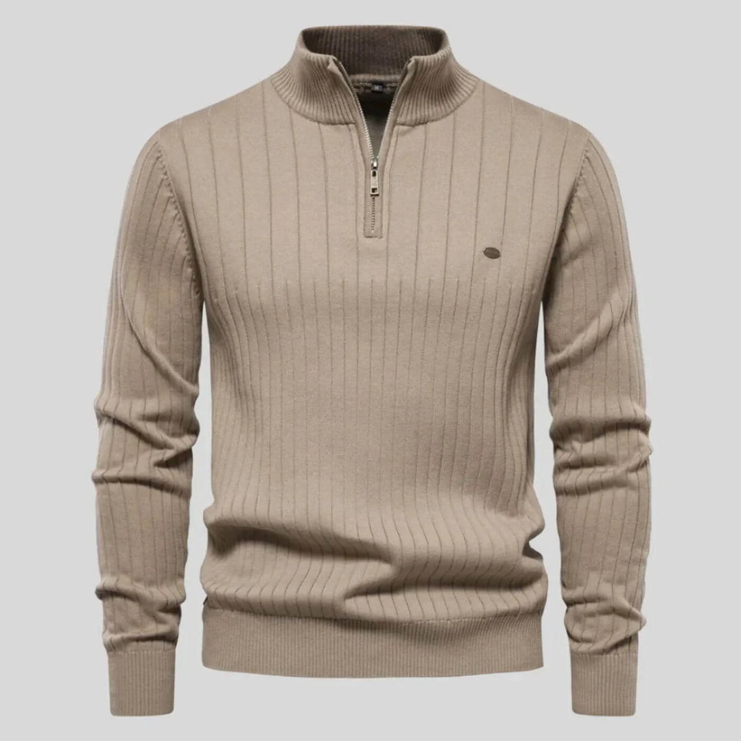 Jake | Men's Quarter Zip Pullover Ribbed Knit