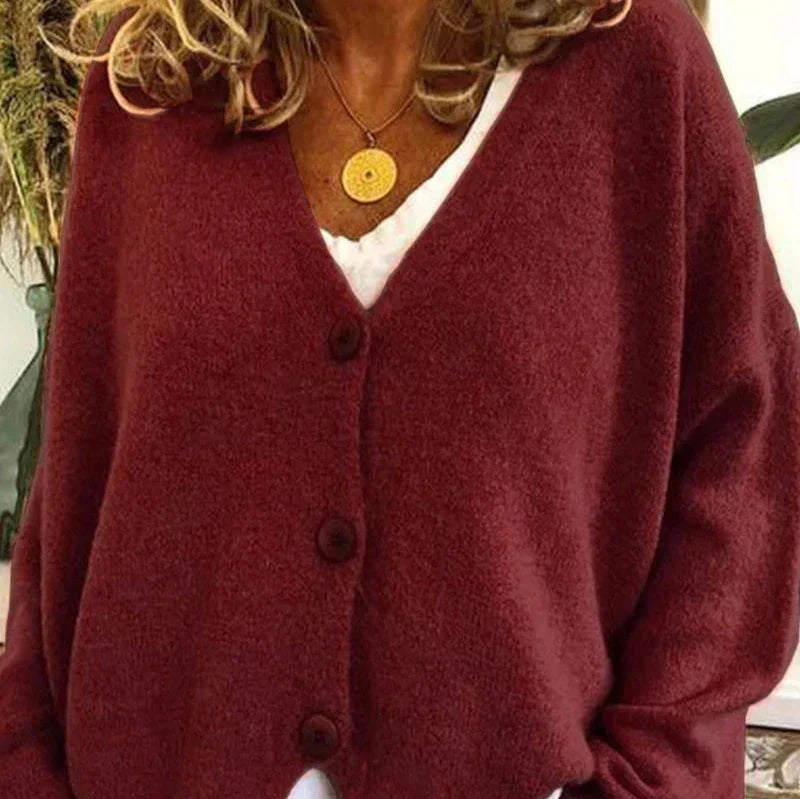 Jean | Women's V Neck Cardigan Button Front Relaxed