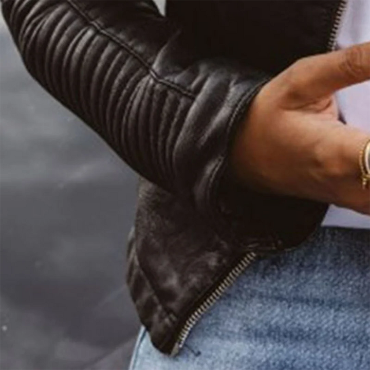 Jennifer | Women's Moto Jacket Zip Pockets Fitted