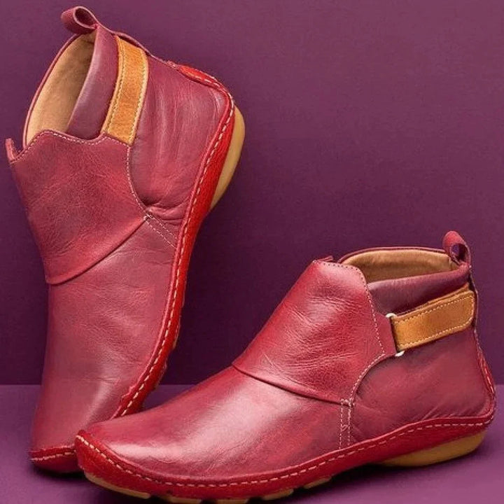 Jill | Women's Flat Ankle Boots Pull Tab Round Toe