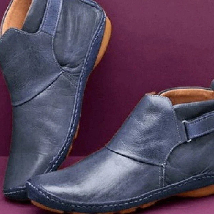 Jill | Women's Flat Ankle Boots Pull Tab Round Toe