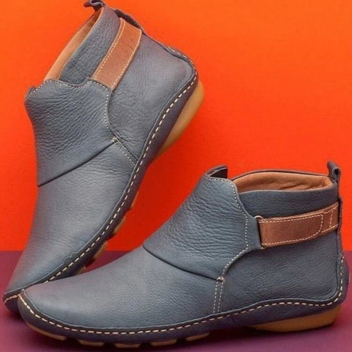 Jill | Women's Flat Ankle Boots Pull Tab Round Toe