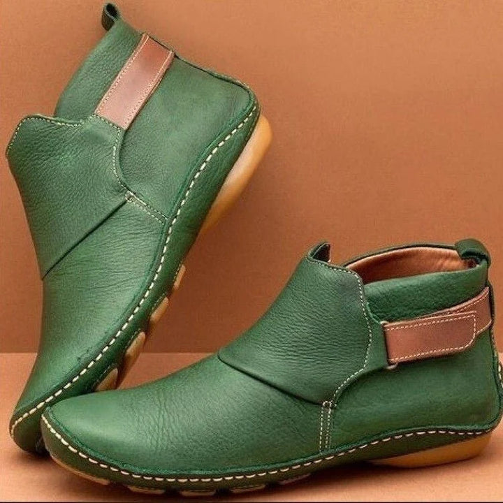 Jill | Women's Flat Ankle Boots Pull Tab Round Toe