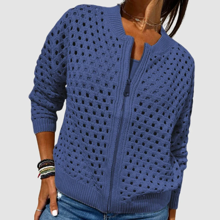 Joy | Women's Zip Up Cardigan Hollow Knit Relaxed