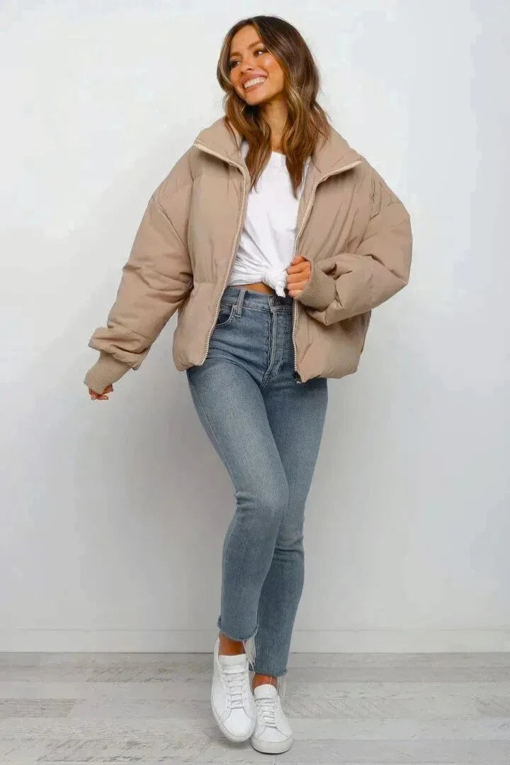 Lisa | Women's Cropped Puffer Jacket Ribbed Cuffs