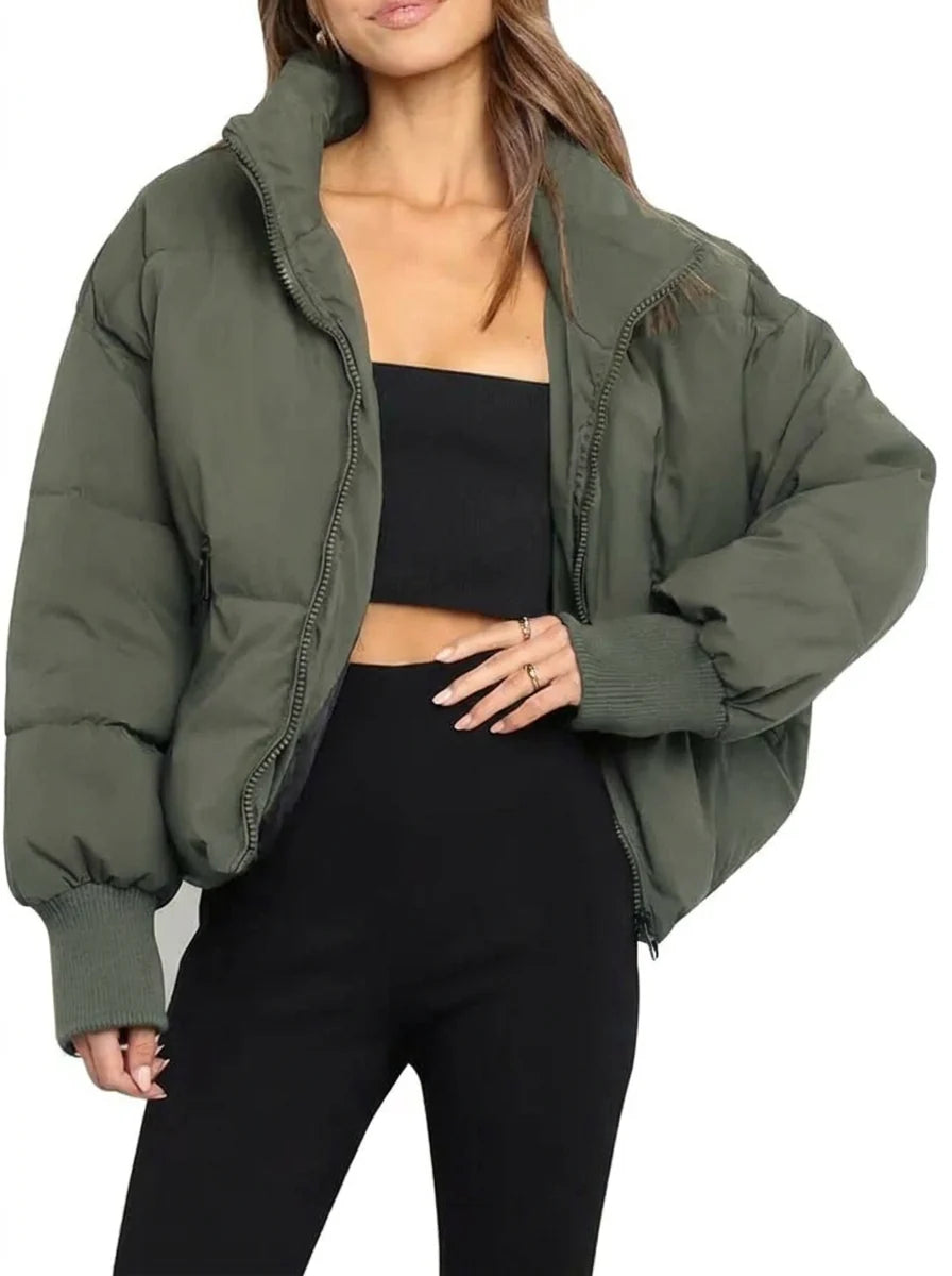 Lisa | Women's Cropped Puffer Jacket Ribbed Cuffs