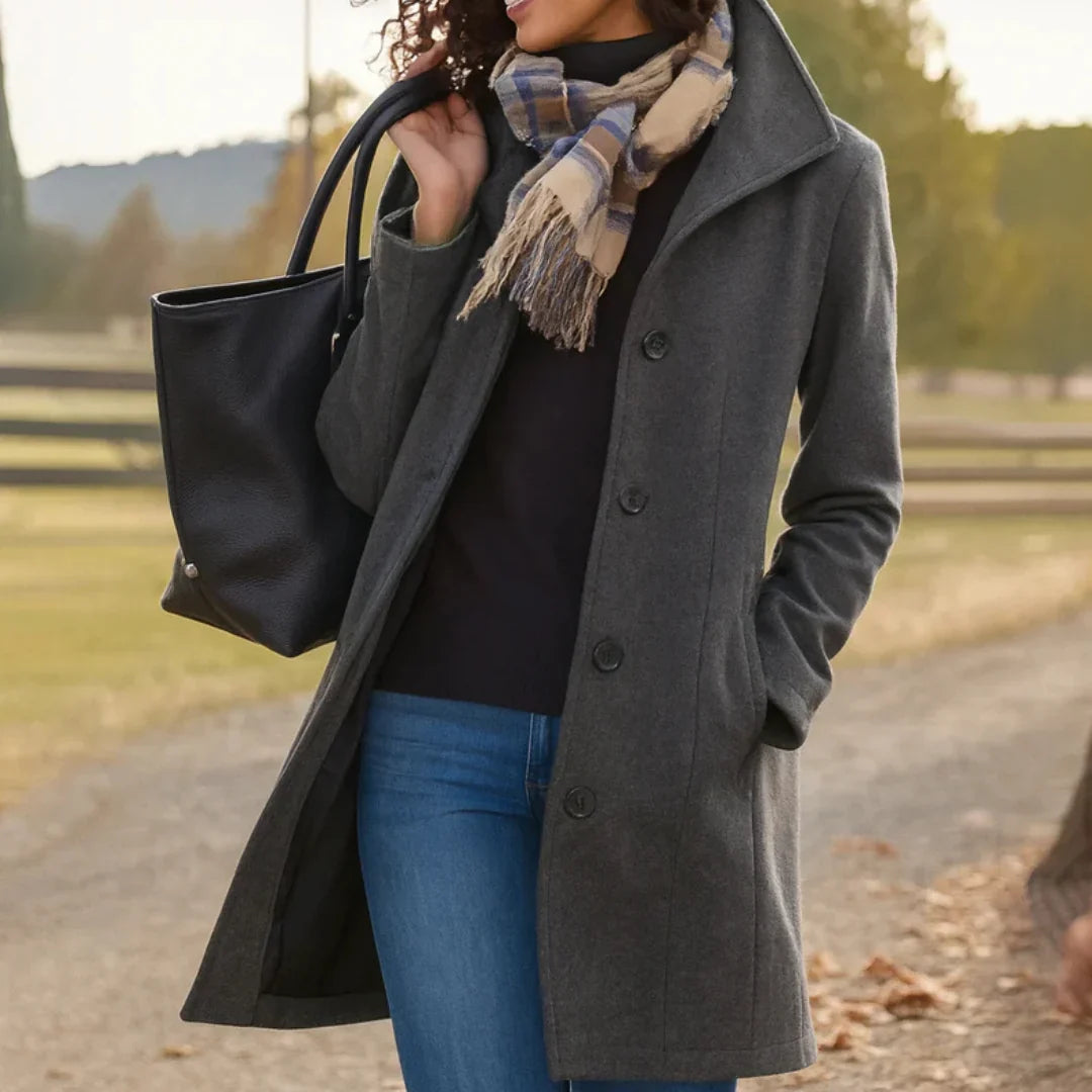 Melanie | Women's Peacoat Button Front Long Sleeve