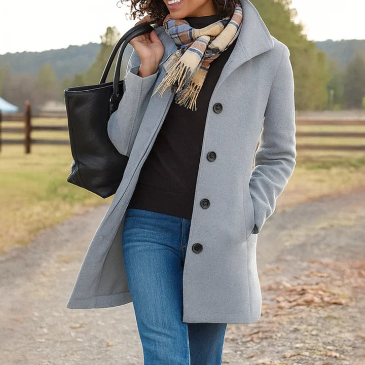 Melanie | Women's Peacoat Button Front Long Sleeve