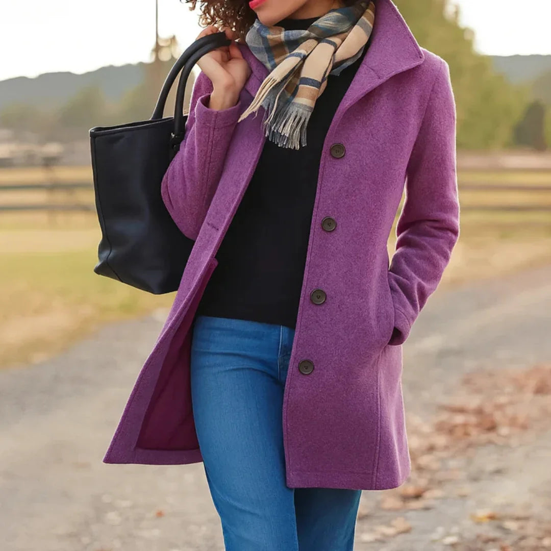 Melanie | Women's Peacoat Button Front Long Sleeve