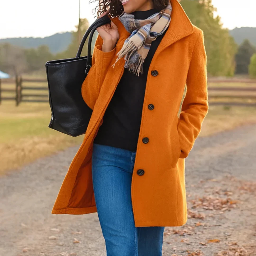 Melanie | Women's Peacoat Button Front Long Sleeve