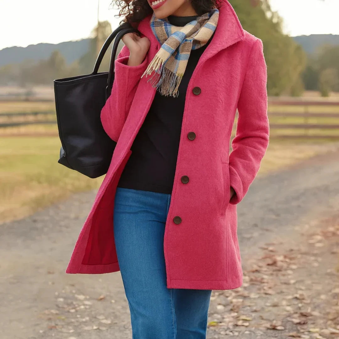 Melanie | Women's Peacoat Button Front Long Sleeve