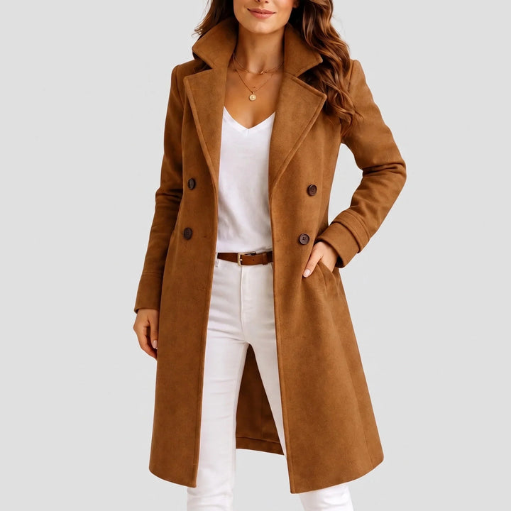 Mia | Women's Belted Double Breasted Coat Midi Length