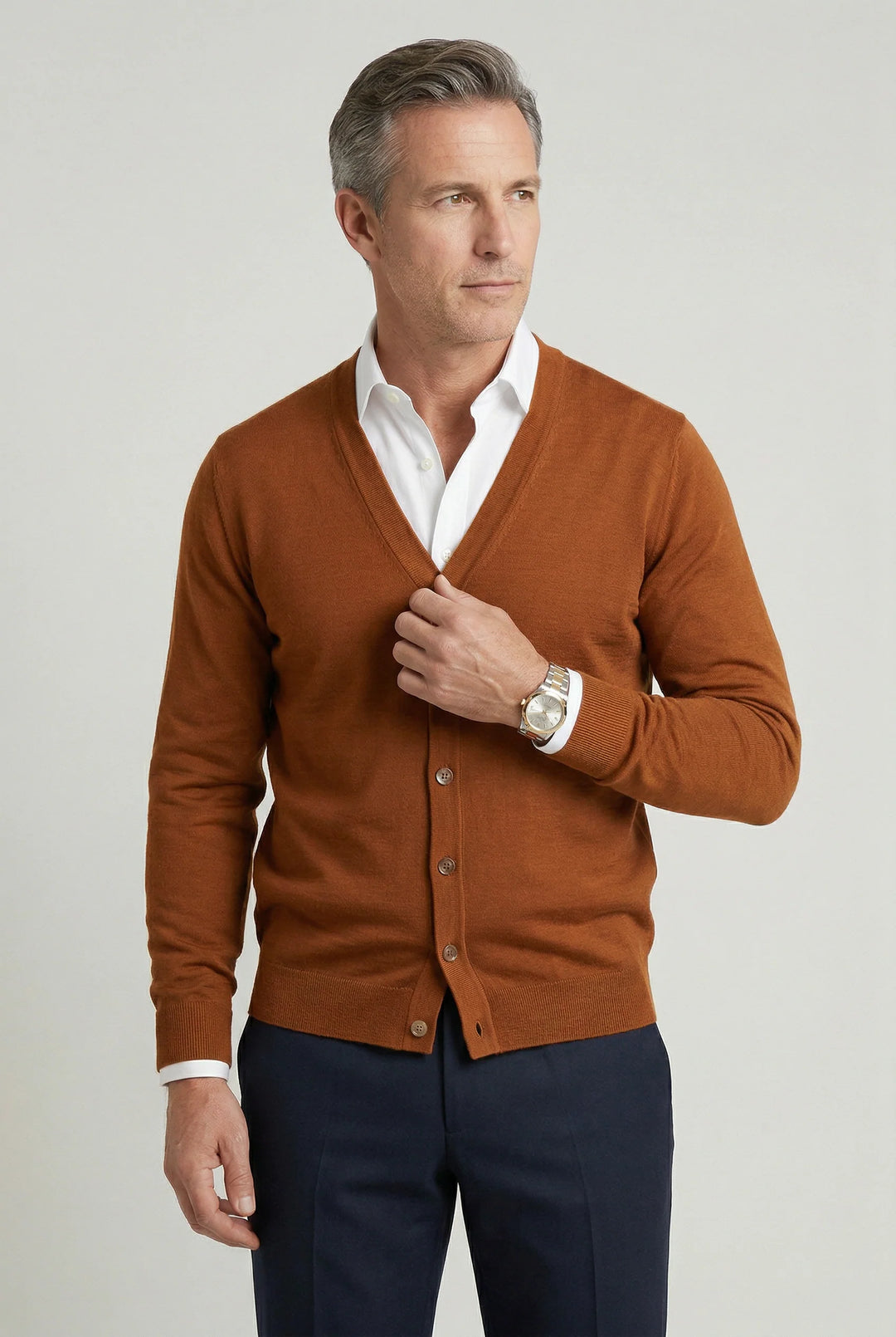 Mike | Men's V Neck Cardigan Button Front