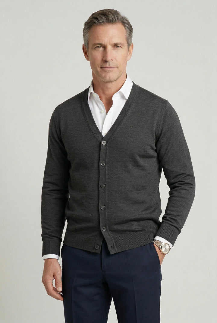 Mike | Men's V Neck Cardigan Button Front