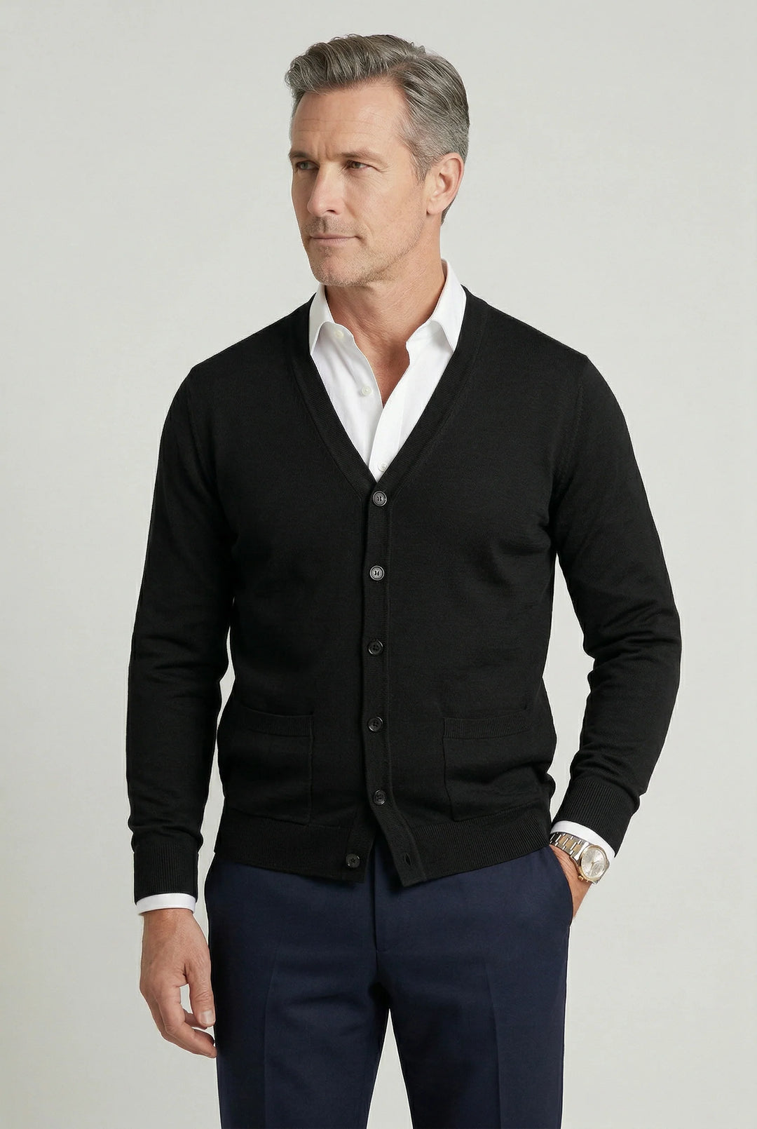 Mike | Men's V Neck Cardigan Button Front