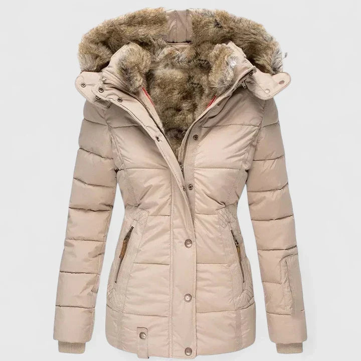 Olivia | Women's Hooded Parka Coat Faux Fur Trim