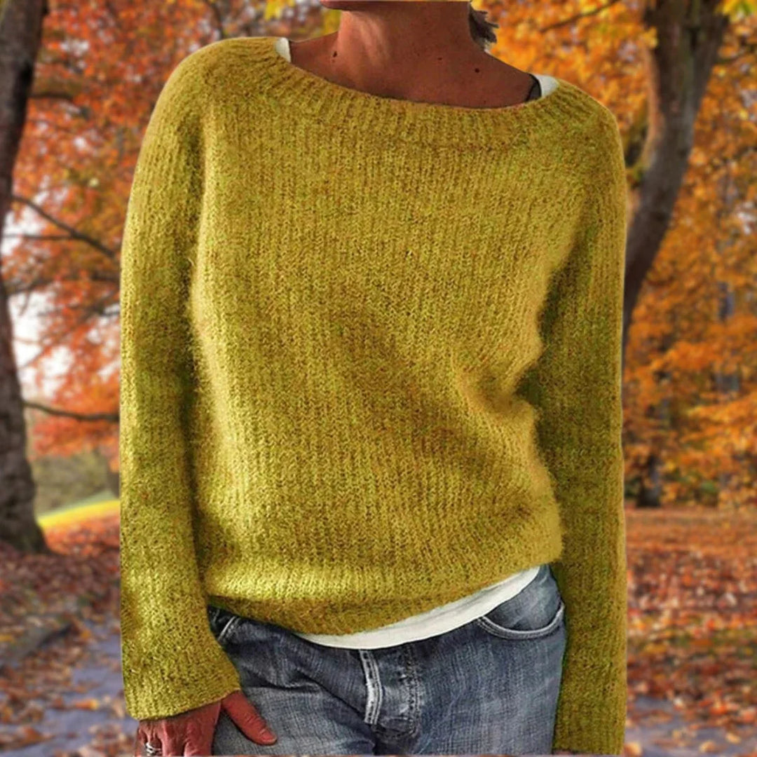 Ruby | Women's Boat Neck Sweater Contrast Layer Hem