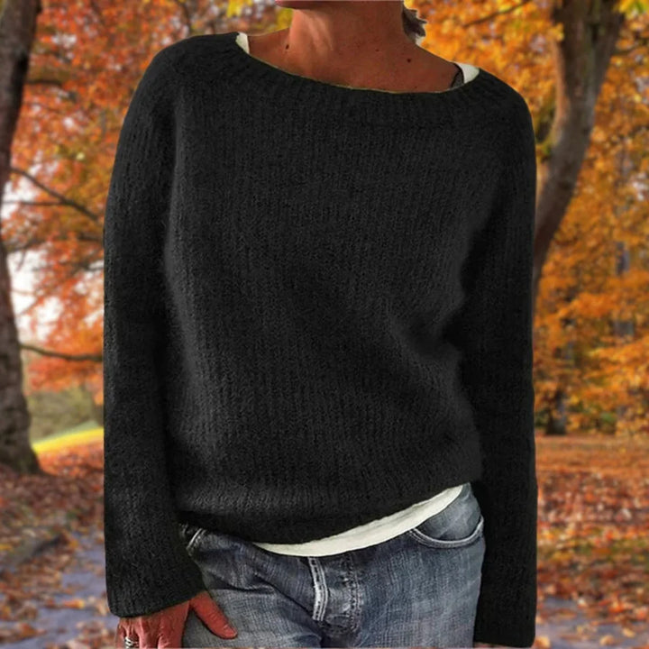 Ruby | Women's Boat Neck Sweater Contrast Layer Hem
