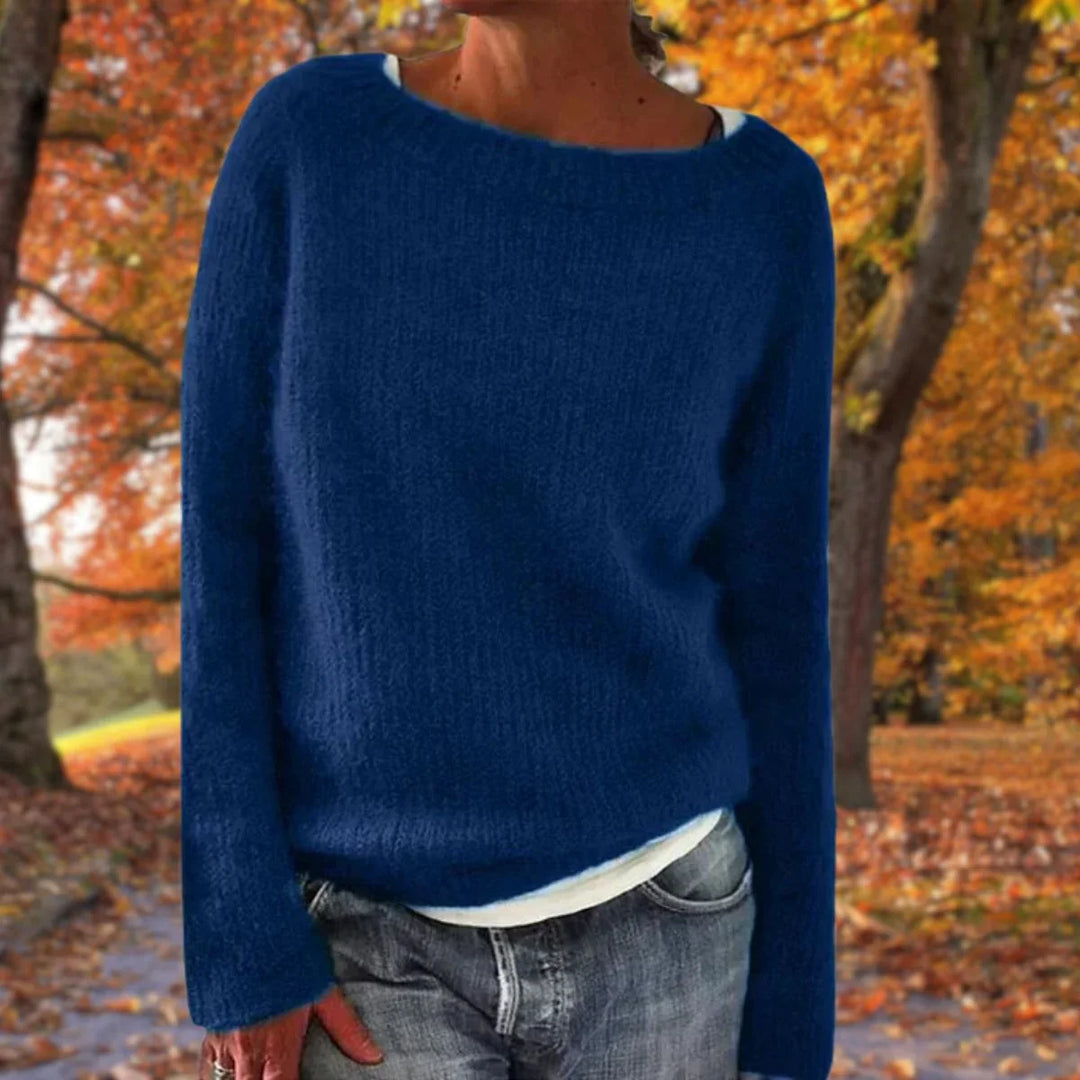 Ruby | Women's Boat Neck Sweater Contrast Layer Hem