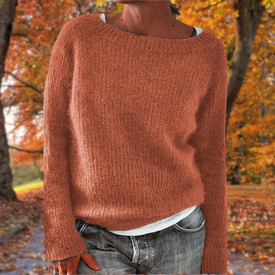 Ruby | Women's Boat Neck Sweater Contrast Layer Hem