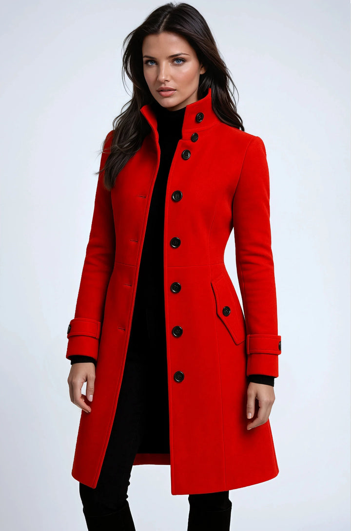 Sara | Women's Long Belted Coat High Collar